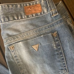 GUESS Distressed Daredevil Boot Cut Jeans